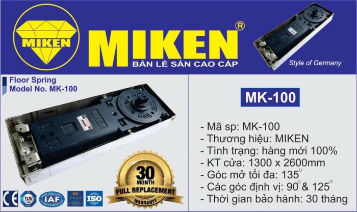 Bản lề sàn Miken mã MK-100
